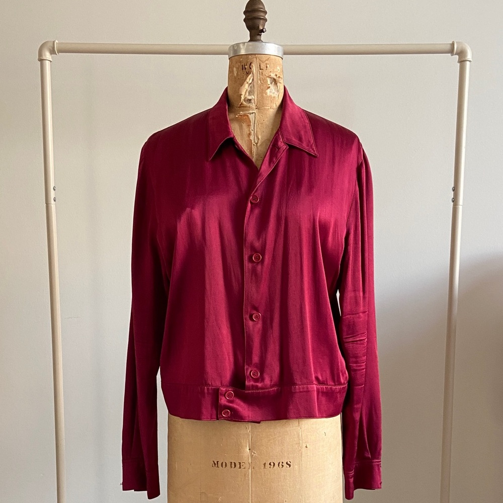 Reformation Satin Jacket Banded Bottom Cuffed XL